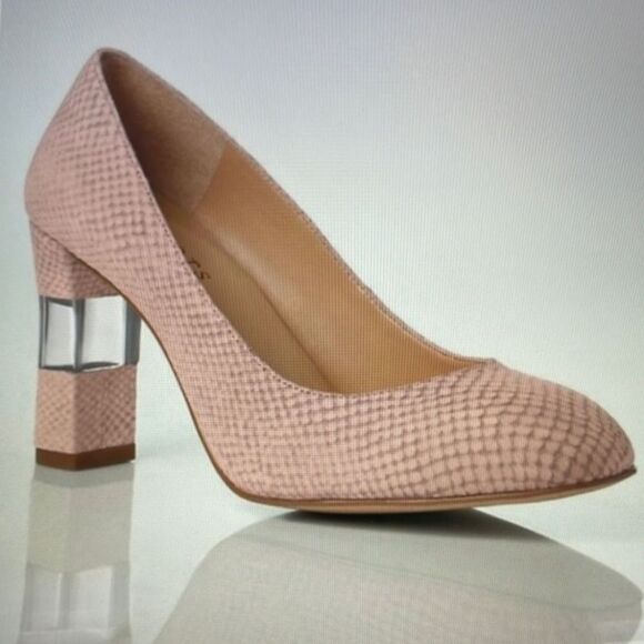 TALBOTS GENUINE LEATHER CLEAR HEEL INSET PUMPS SHOE - Picture 1 of 15